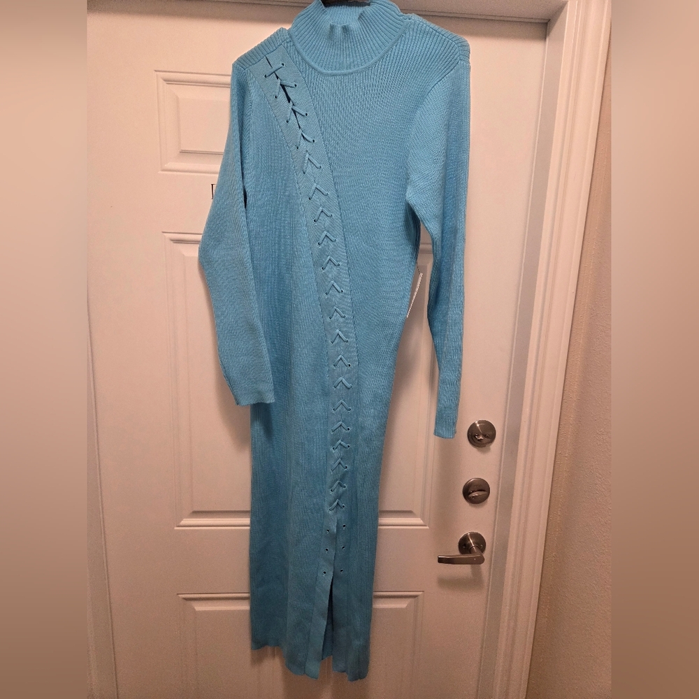 NWOT! Eloquii Light Blue Long Sleeve Sweater Dress